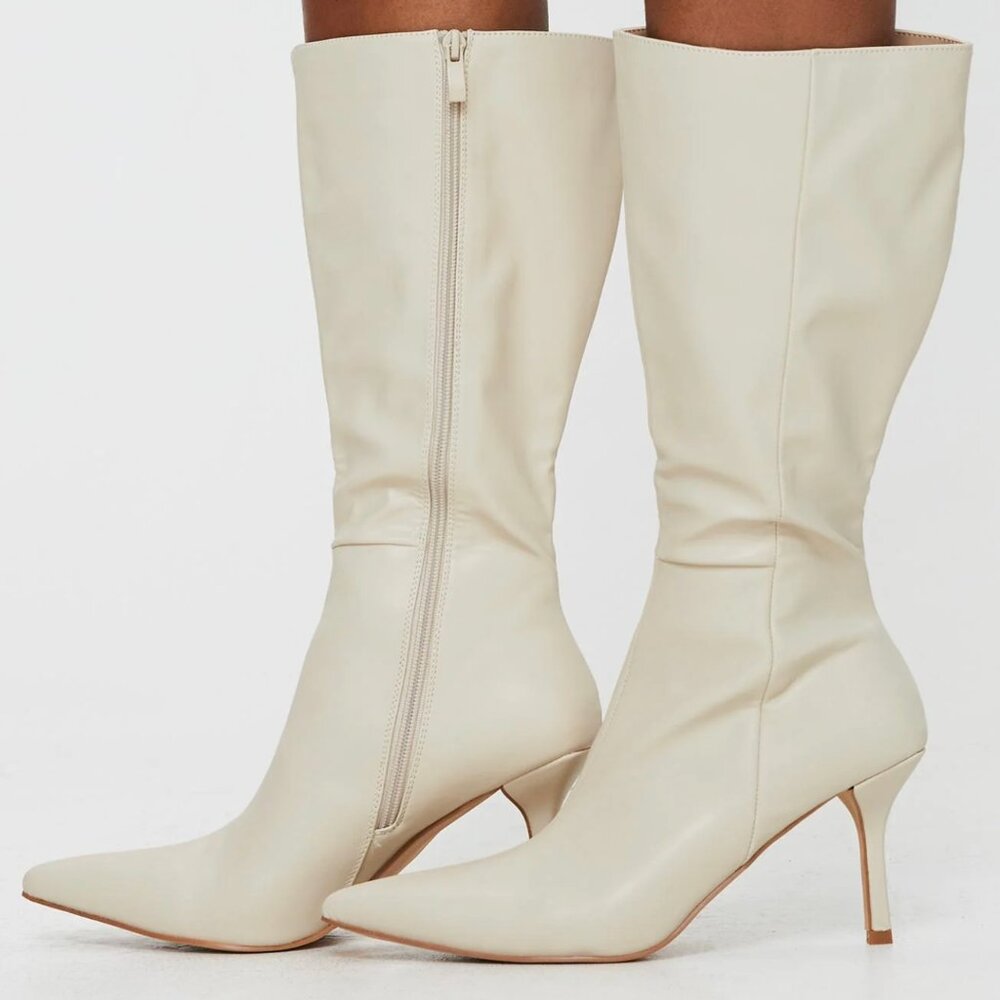 Princess Polly Elodiee Knee High Boots in Cream - Picture 6 of 11